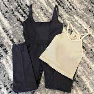Free People Movement Lot Good Karma Jumpsuit & Ribbed Crop Tank Medium/Large